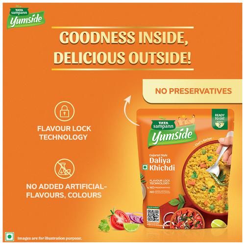 Tata Sampann Yumside Gujarati Style Daliya Khichdi - Ready To Eat Meal, 285 g-6.webp